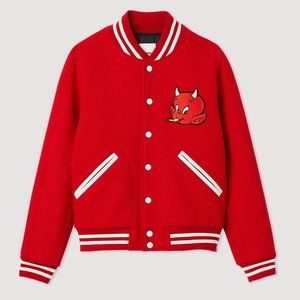 Sandro Hot Stuff Wool Cloth Varsity Jacket